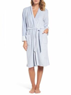 NWT N Natori  Sz L Light Blue Nirvana Tie Belt Pocketed Robe Long Sleeves